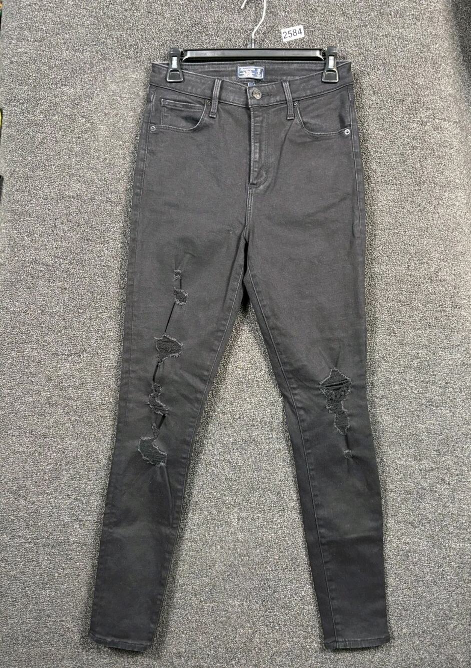 Abercrombie & Fitch Super Skinny Jeans Womens Size 28/6L Black High Rise Denim